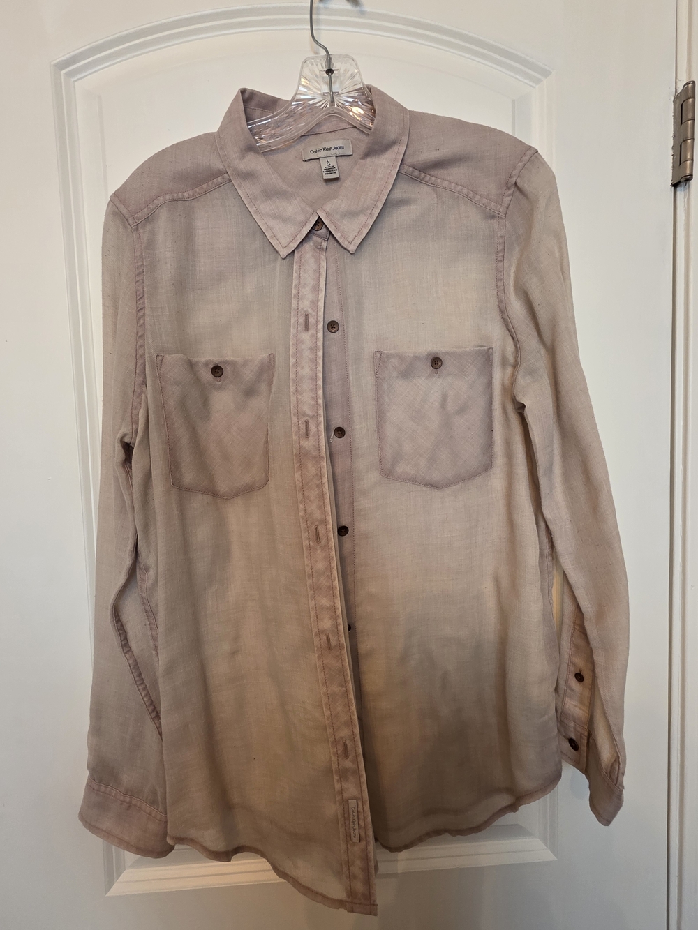 Calvin Klein Women's Light Mauve Button-Up Shirt